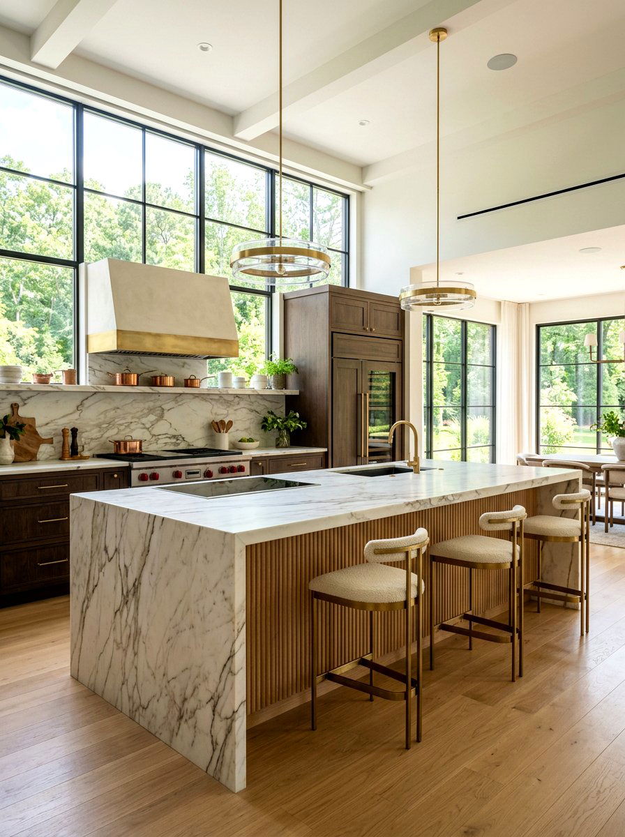 Large Reeded Kitchen Island Waterfall - 30 reeded kitchen island ideas