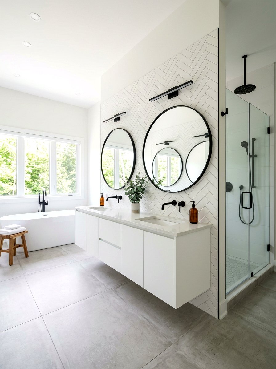Large Round Mirror Bathroom - 30 double vanity ideas