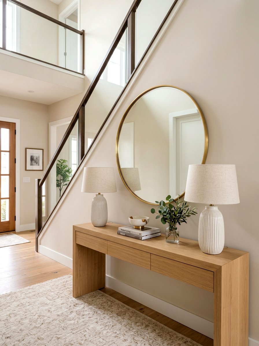 Large Round Mirror Decor - 30 foyer accent wall ideas