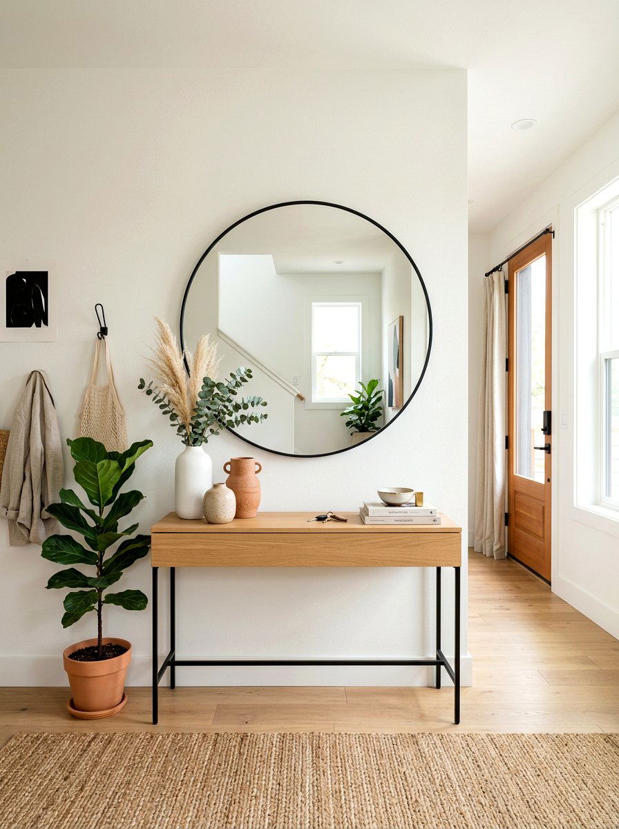 Large Round Mirror Entryway - 30 entryway wall decor ideas