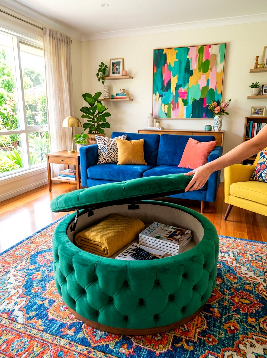 Large Round Ottoman With Storage - 30 oversized ottoman living room ideas