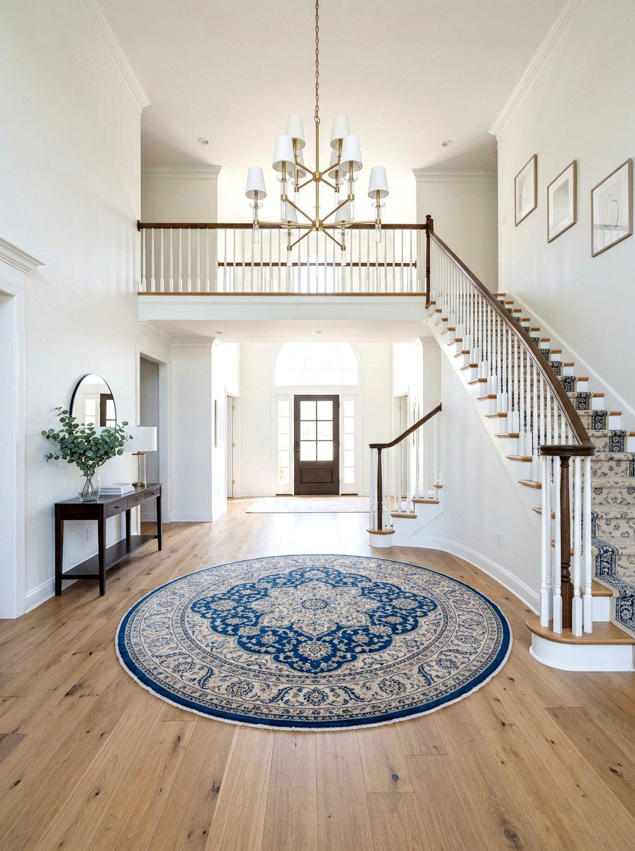 Large Round Rug - 30 two story foyer ideas