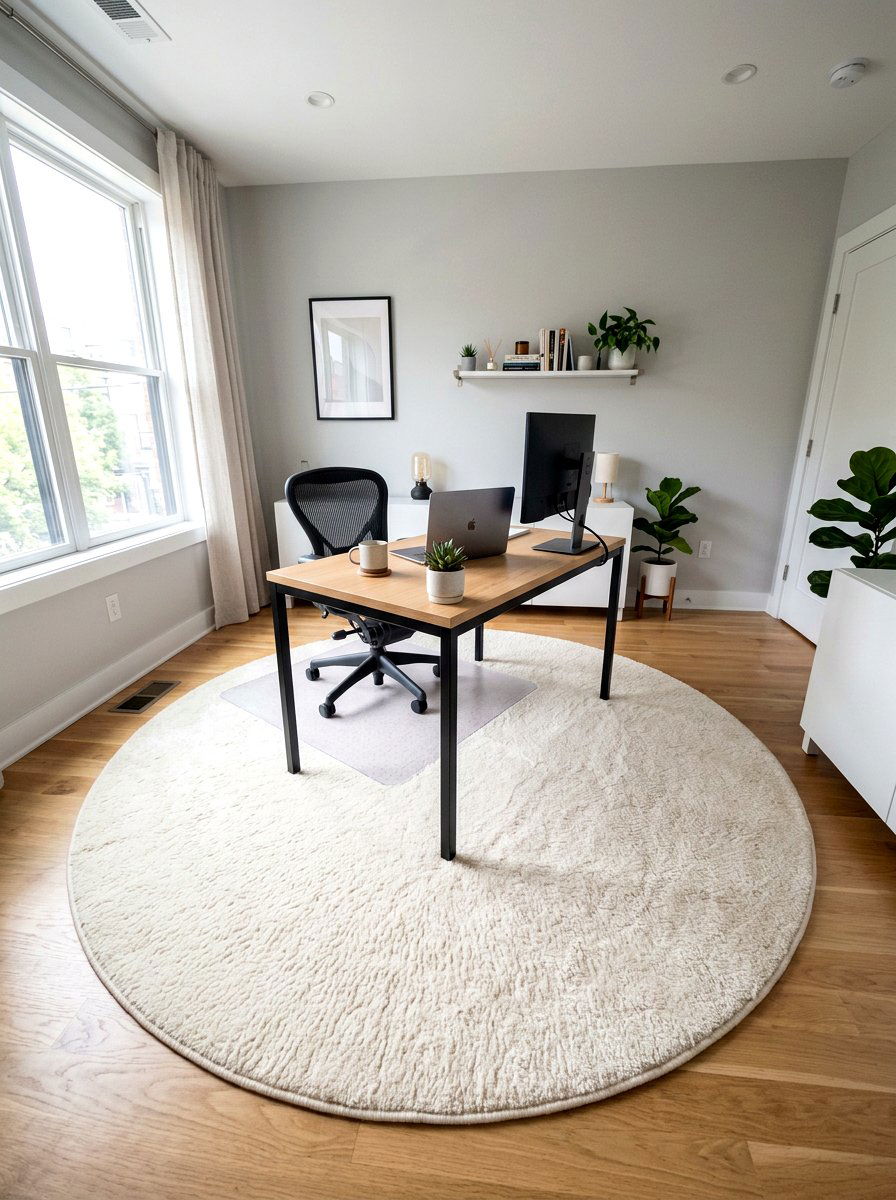 Large Round Rug - 30 calming home office ideas