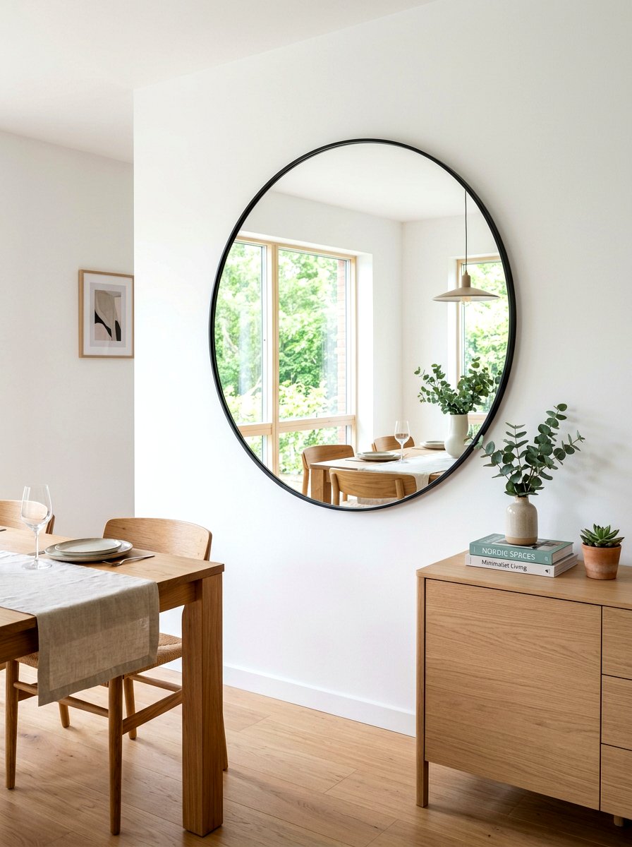 Large Round Wall Mirror - 30 modern farmhouse decor ideas