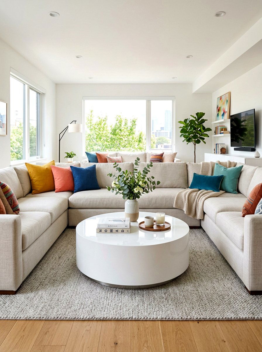 Large Round White Coffee Table - 30 oversized coffee table ideas