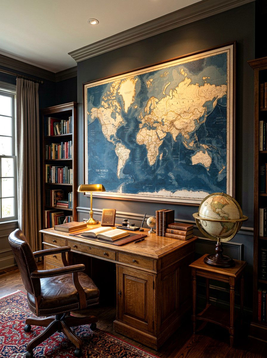 Large Scale Canvas Map - 30 renter friendly wall decor ideas