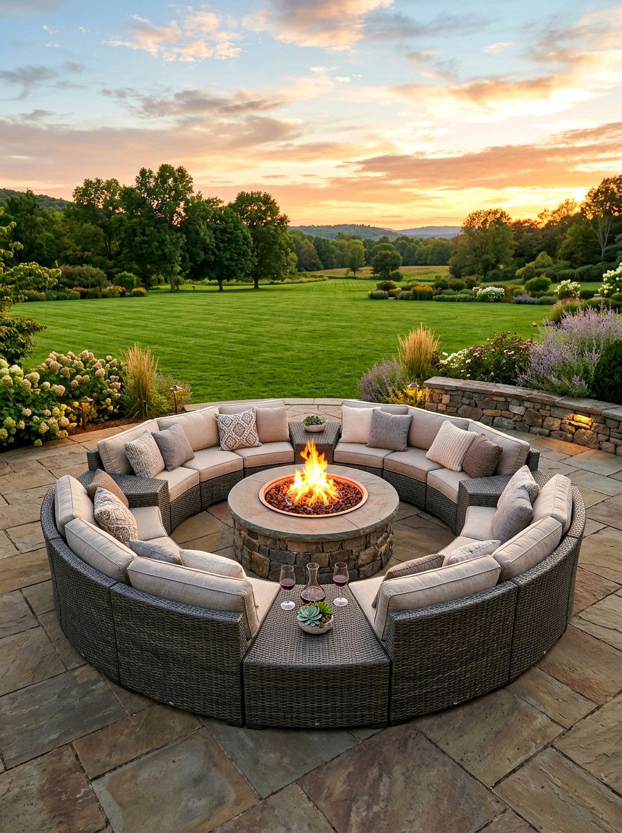 Large Scale Circular Sectional - 30 curved patio sofa ideas