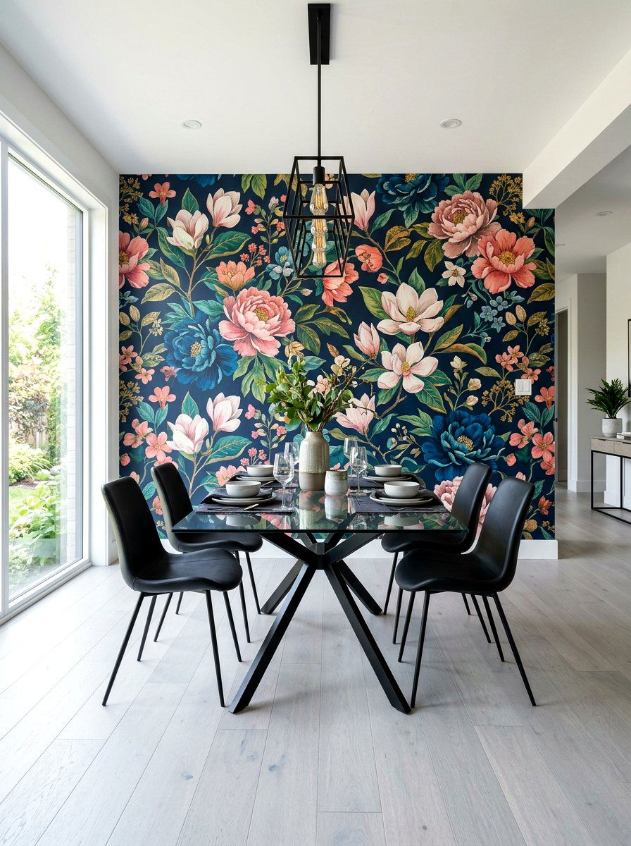 Large Scale Floral Wallpaper - 30 floral dining wallpaper ideas