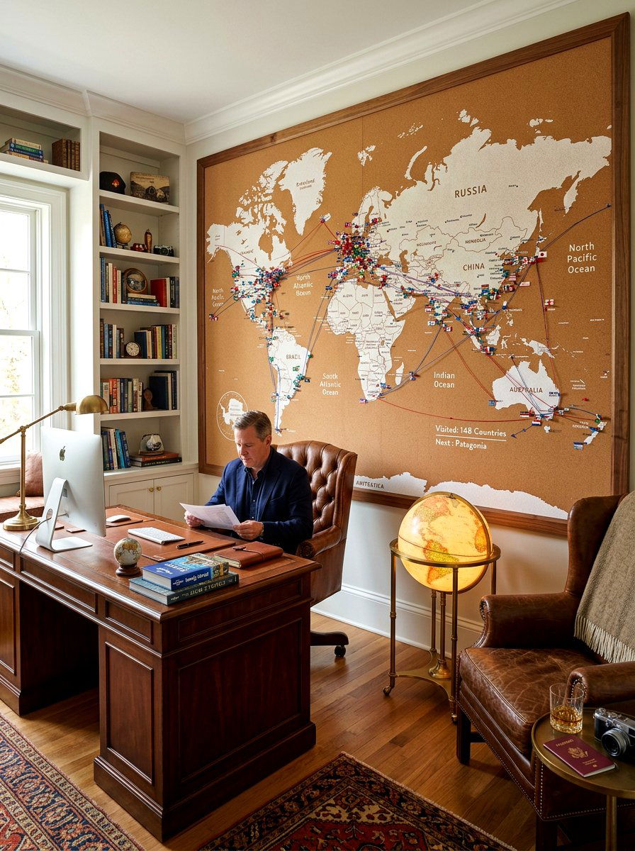 Large Scale Map Pin Board - 30 pin board office wall ideas