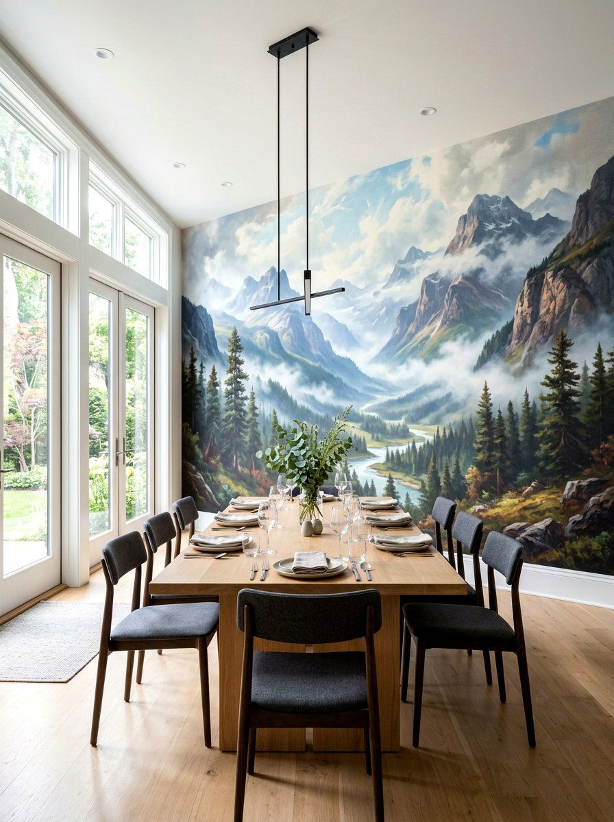 Large Scale Mural Dining Room Wallpaper - 30 dining room wallpaper ideas