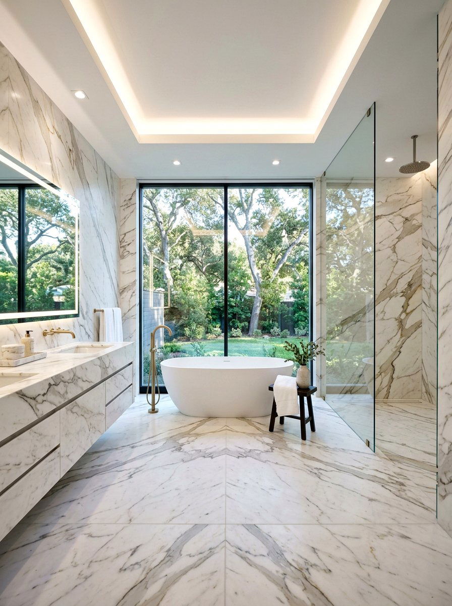 Large Slab Marble Bathroom - 30 marble bathroom ideas