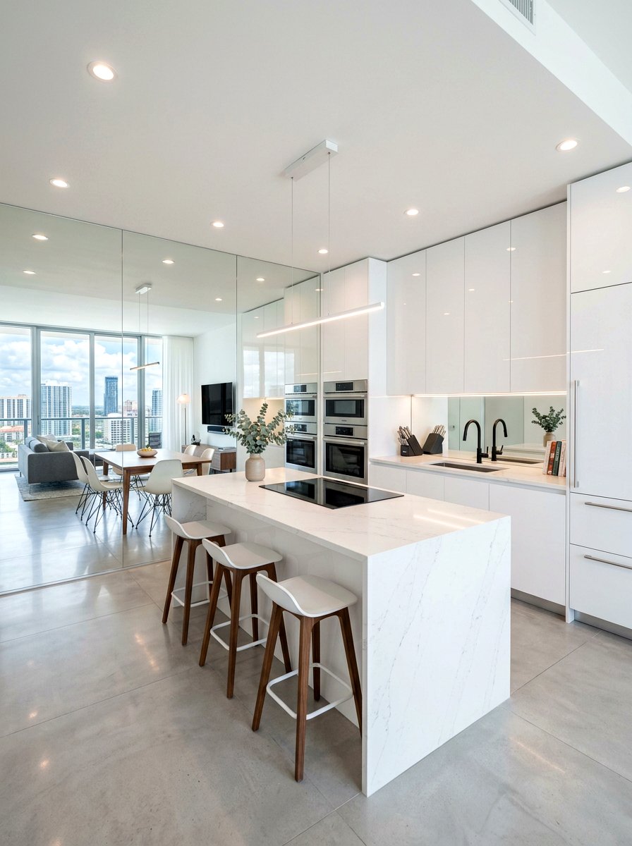 Large Slab Mirror Backsplash - 30 mirror backsplash ideas