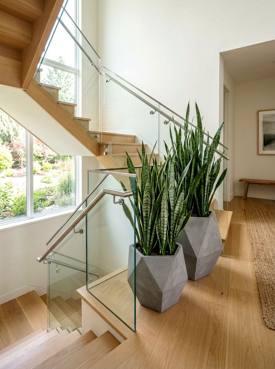 Large Snake Plant Corner - 30 staircase plant corner ideas