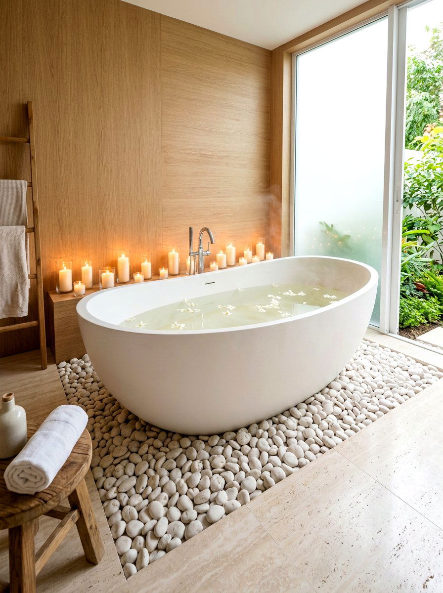 Large Soaking Tub - 30 rustic spa bathroom ideas