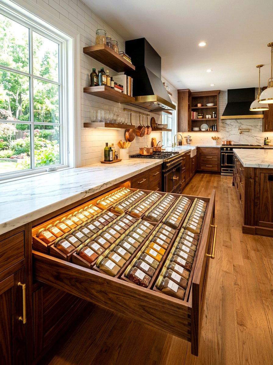 Large Spice Drawer Setup - 30 spice drawer ideas