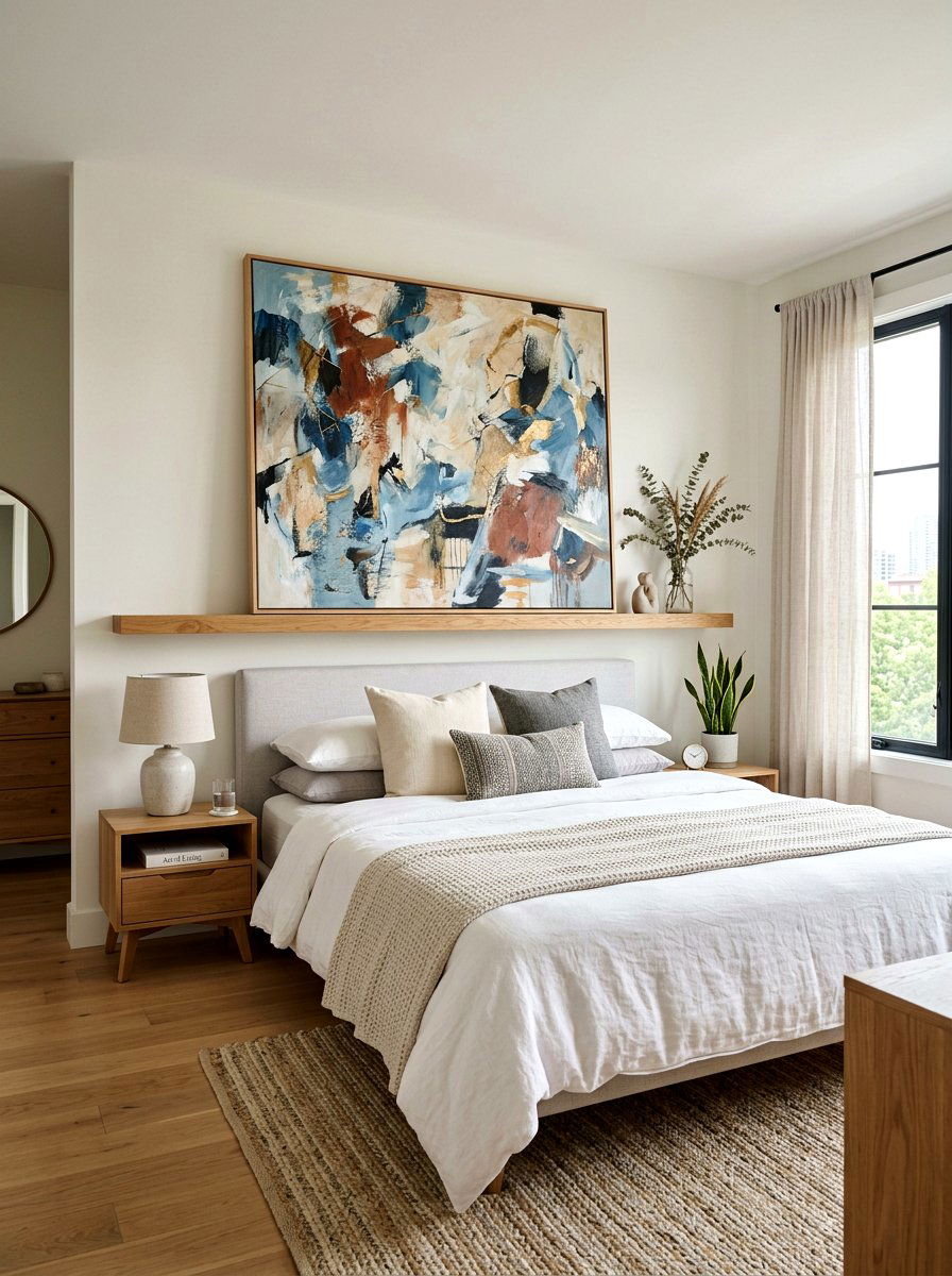 Large Statement Art Ledge - 30 picture ledge renter ideas