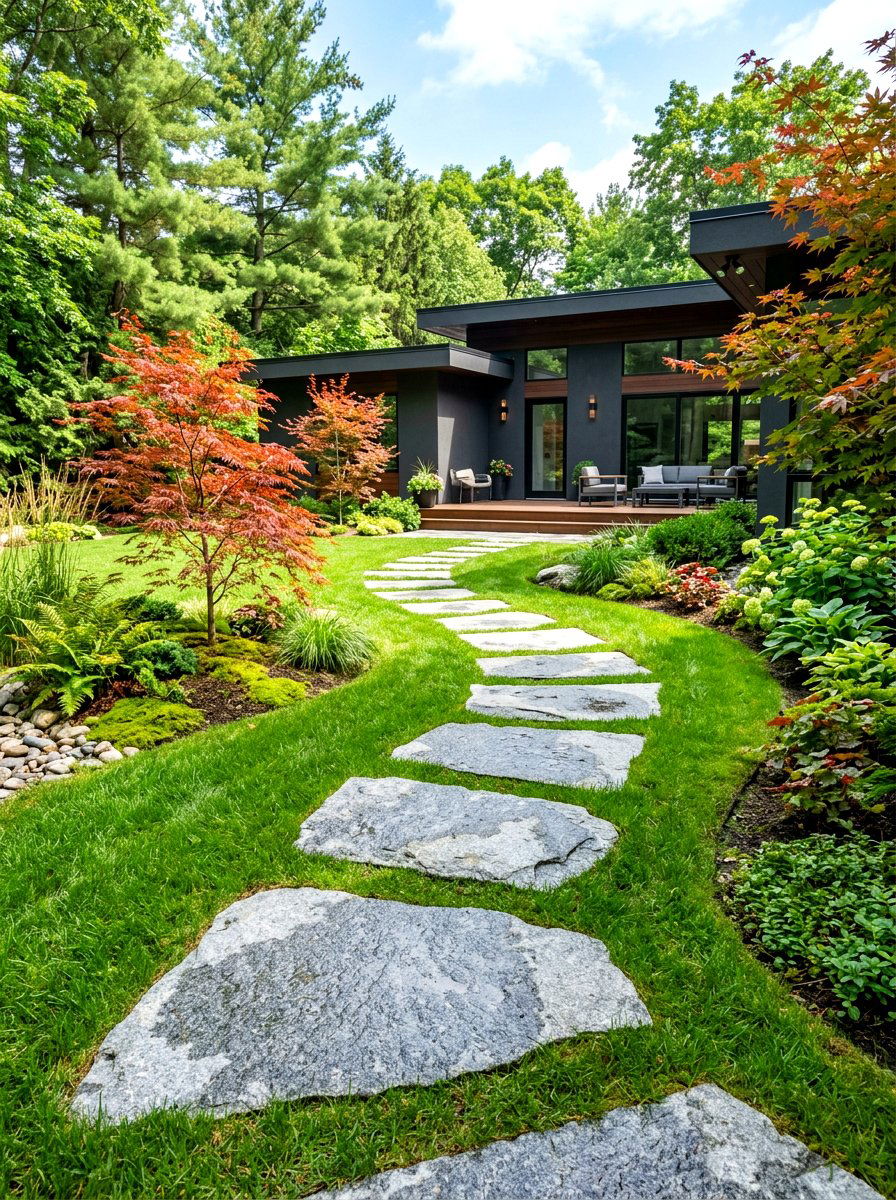 Large Stepping Stones - 30 front yard walkway ideas