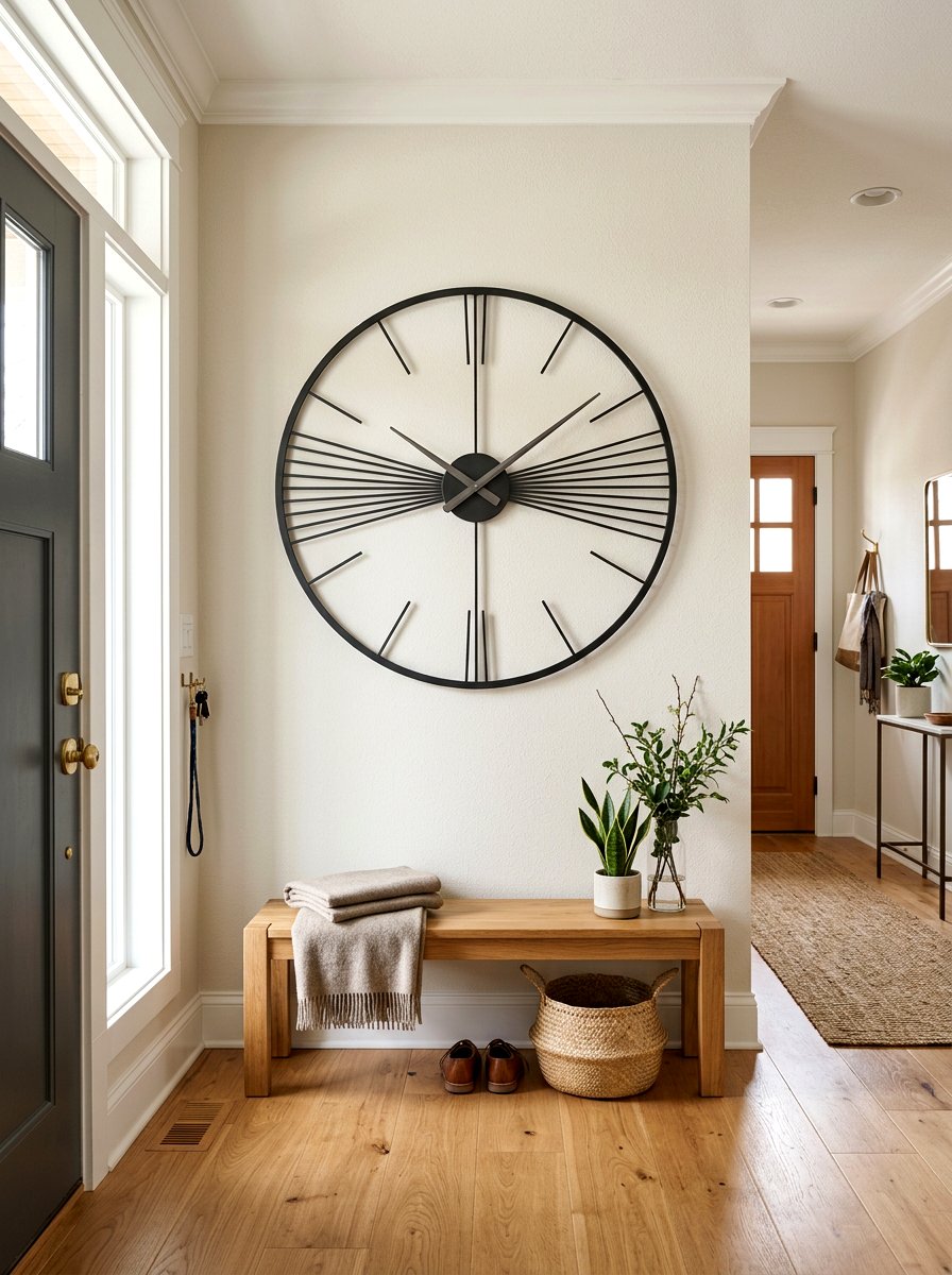Large Wall Clock Decor - 30 art wall foyer ideas