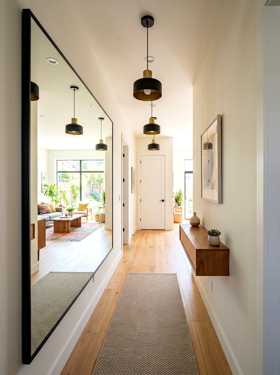 Large Wall Mirror - 30 narrow hall styling ideas