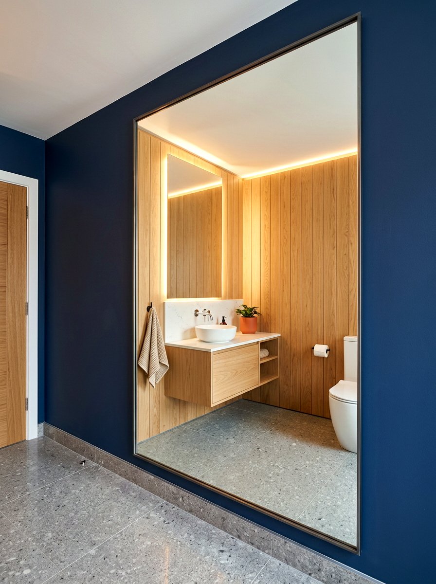 Large Wall Mirror - 30 tiny house bathroom ideas