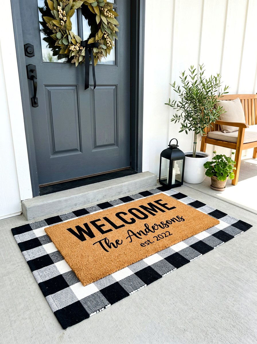 Large Welcome Mat - 30 farmhouse front yard ideas