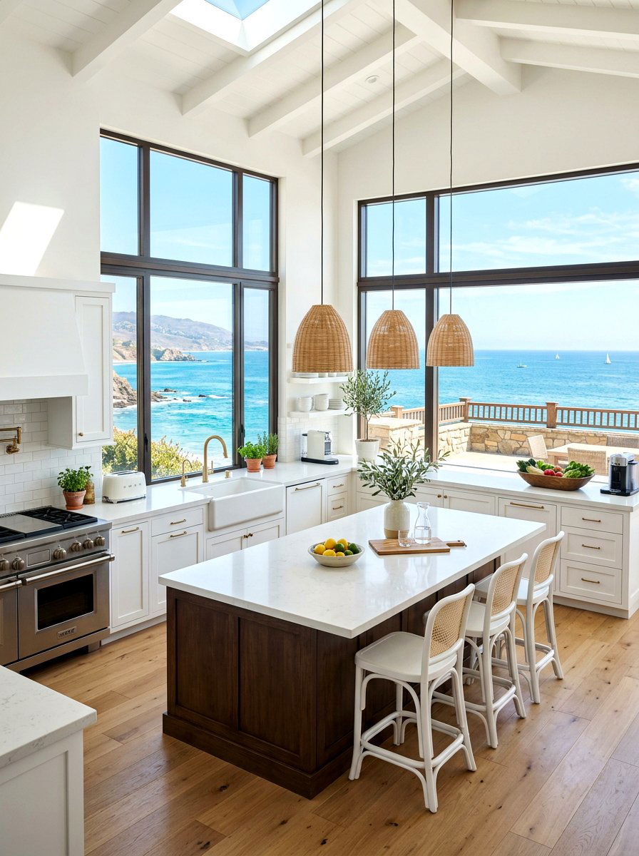 Large Window Coastal Kitchen - 30 coastal kitchen ideas