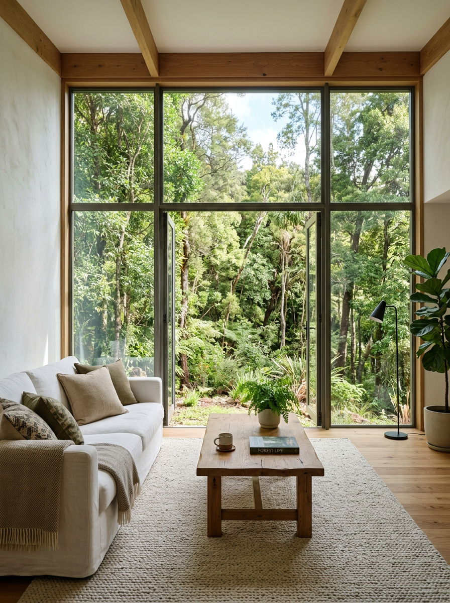 Large Window Living Room - 30 organic modern living space ideas