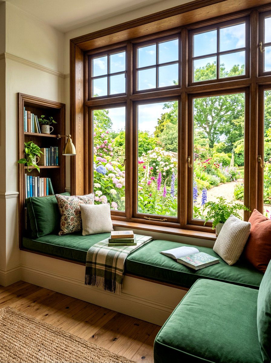 Large Window Reading Nook - 30 biophilic interior design ideas