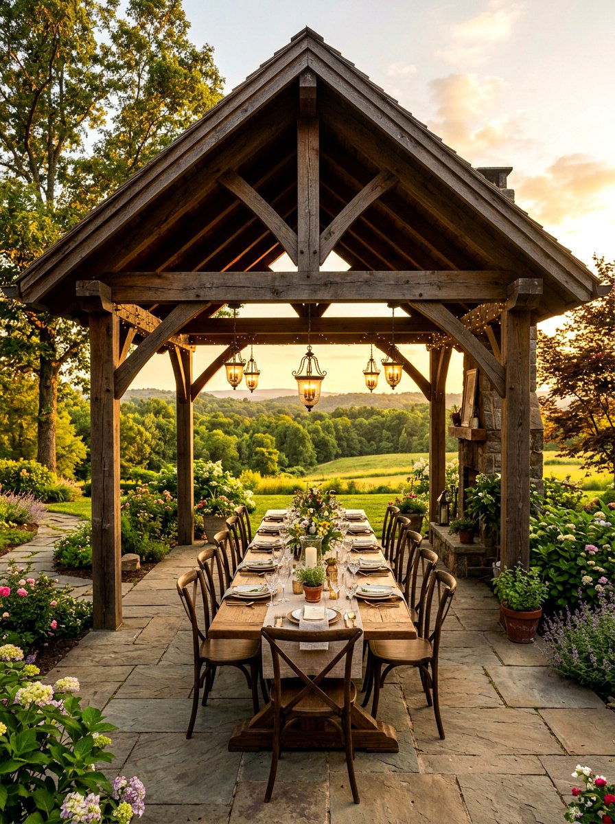 Large Wood Pavilion For Dining - 30 wood pavilion patio ideas
