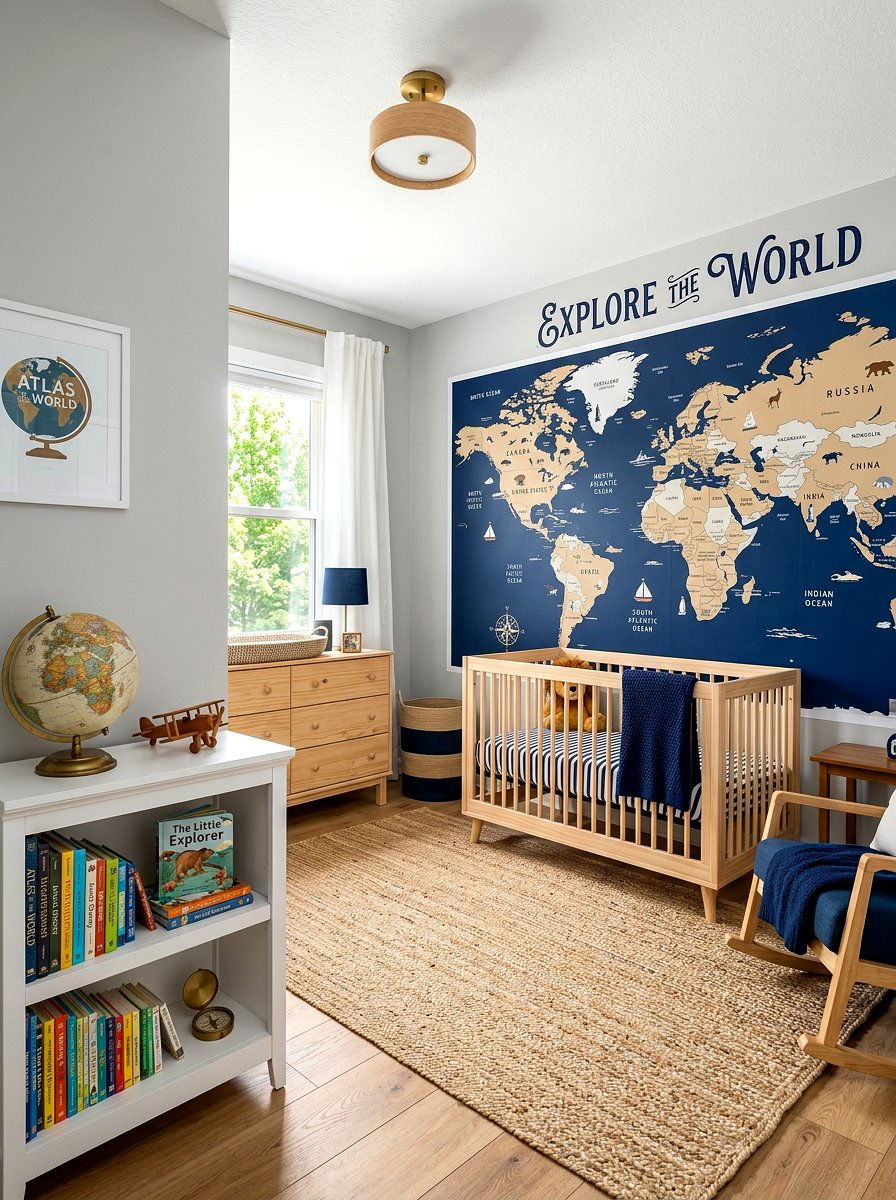 Large World Map Decal - 30 nursery wall decor ideas