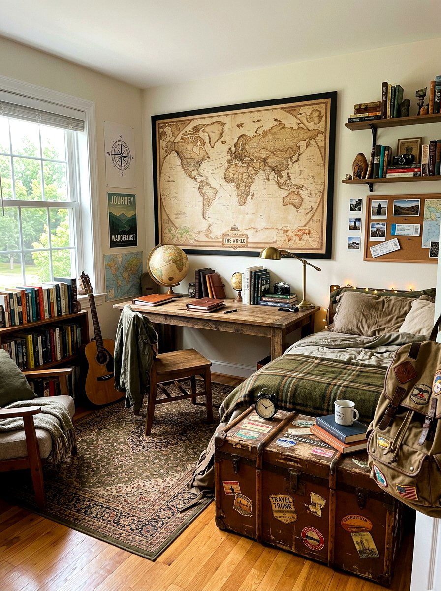 Large World Map Poster - 30 dorm wall decor ideas