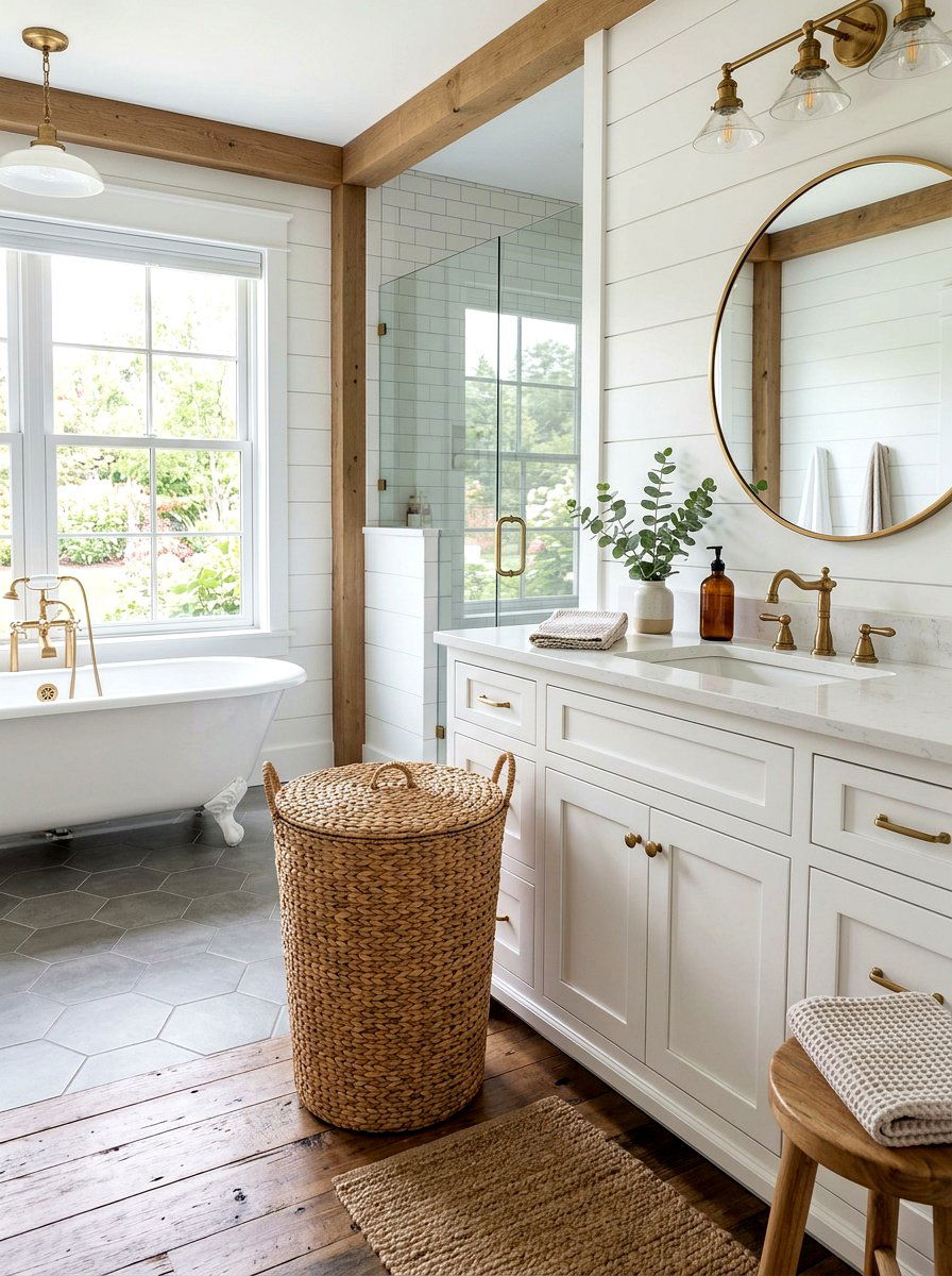 Large Woven Floor Laundry Basket - 30 bathroom basket storage ideas