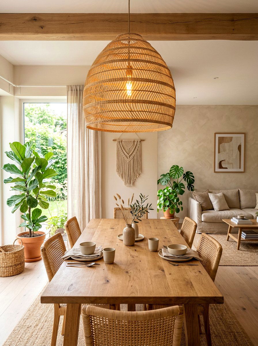 Large Woven Pendant Light - 30 dining room lighting ideas