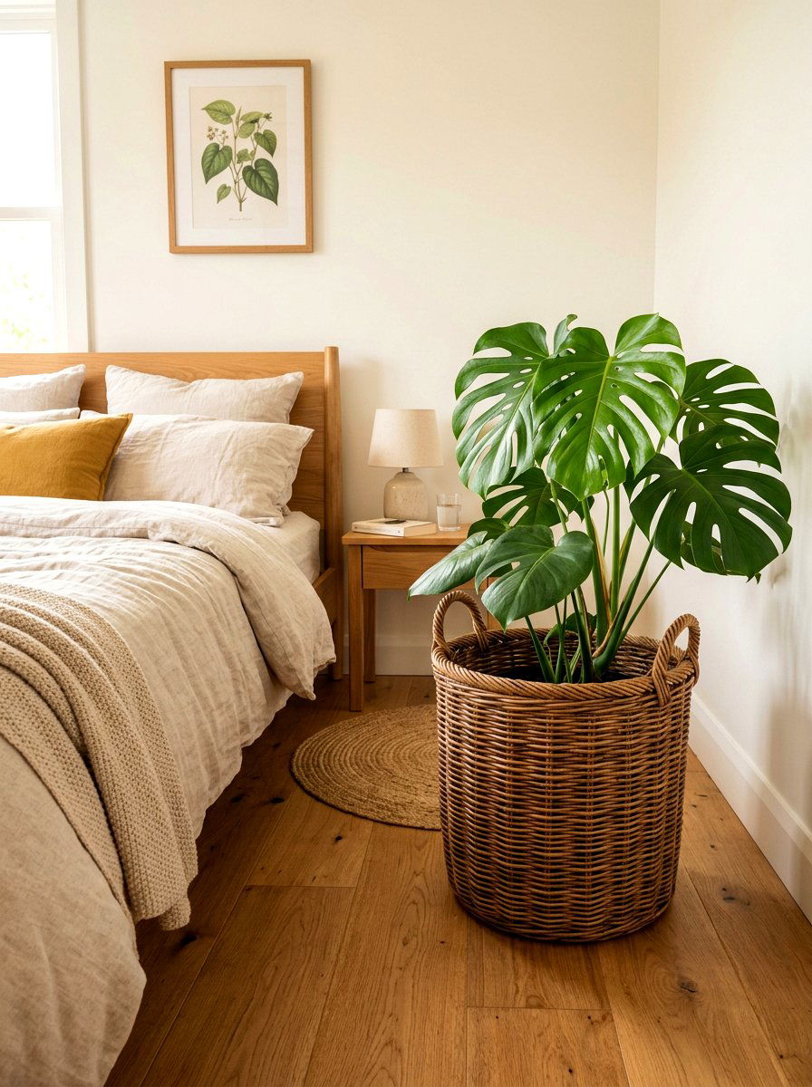 Large Woven Rattan Basket Planter - 30 large planter ideas