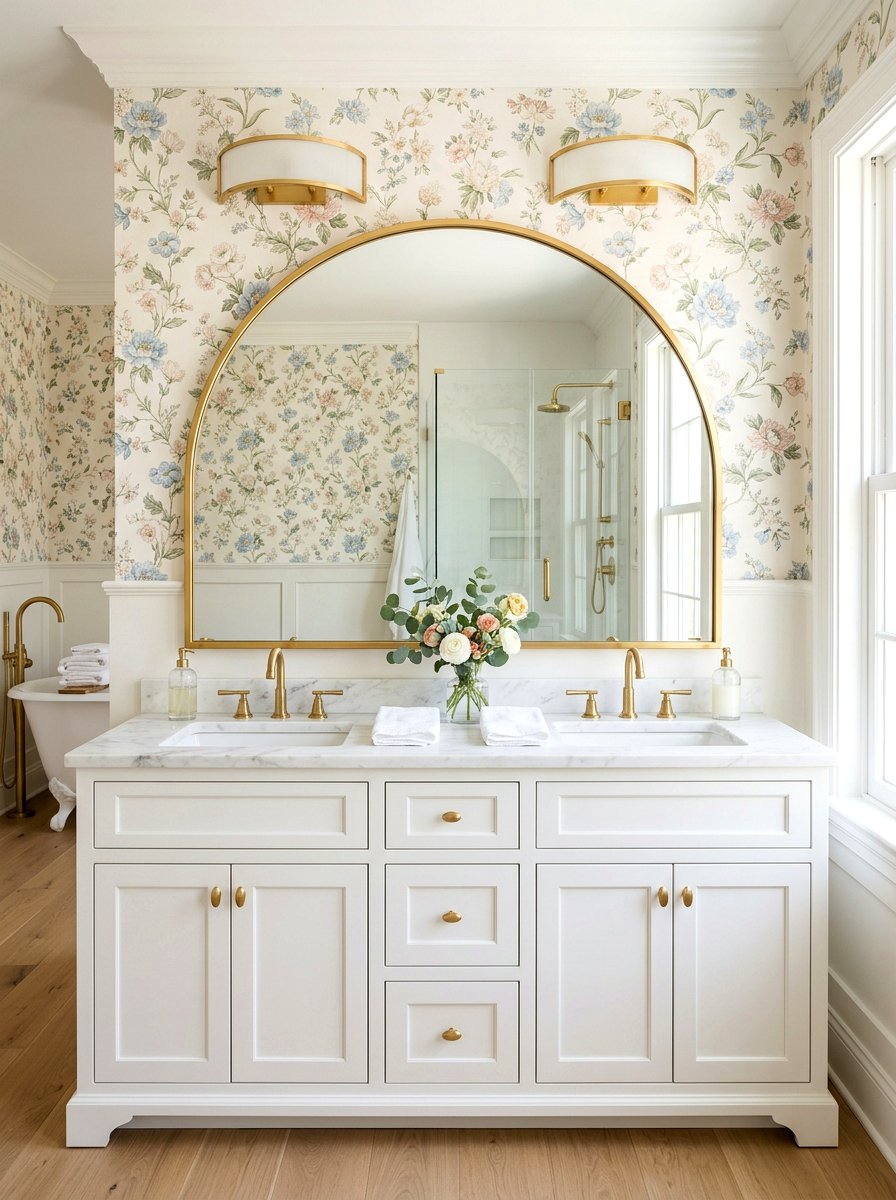 Large arched bathroom mirror - 30 coastal grandmother bathroom ideas