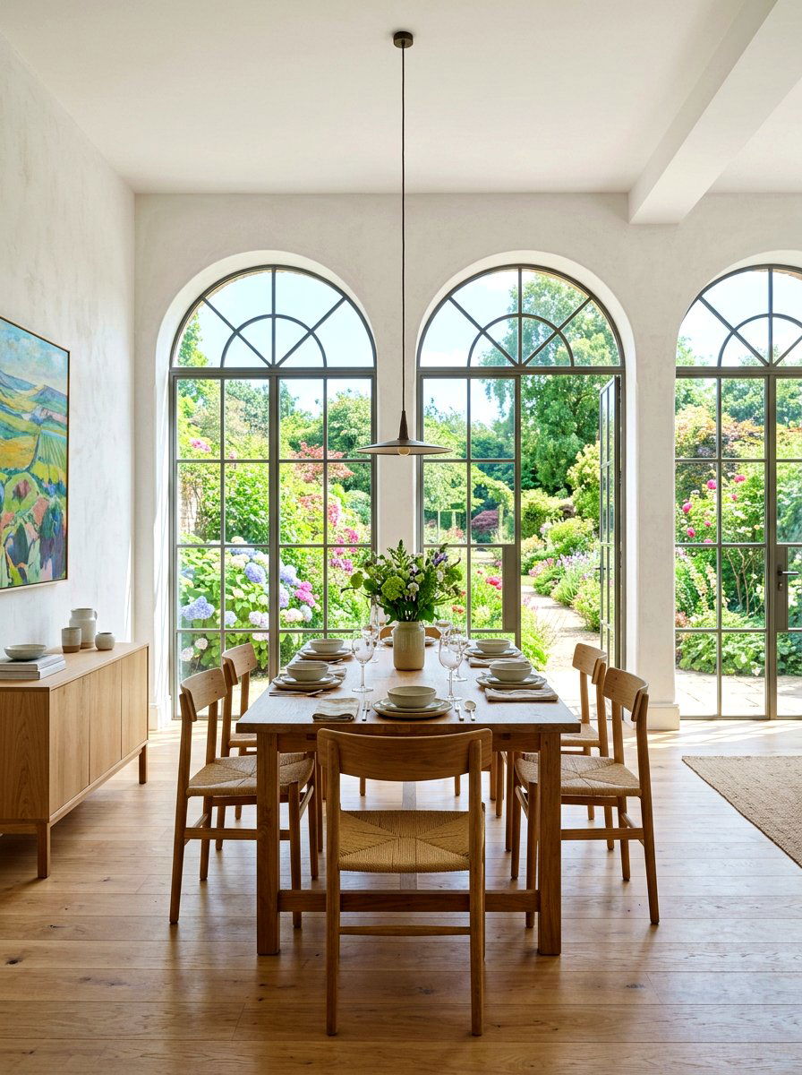 Large arched windows - 30 Mediterranean dining room ideas