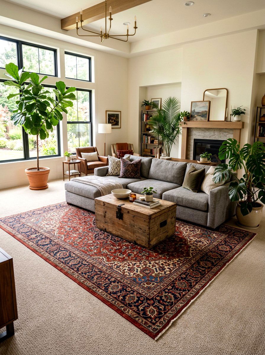Large area rug - 30 renter friendly decor ideas