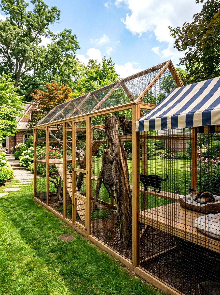 Large backyard cat run - 30 catio ideas