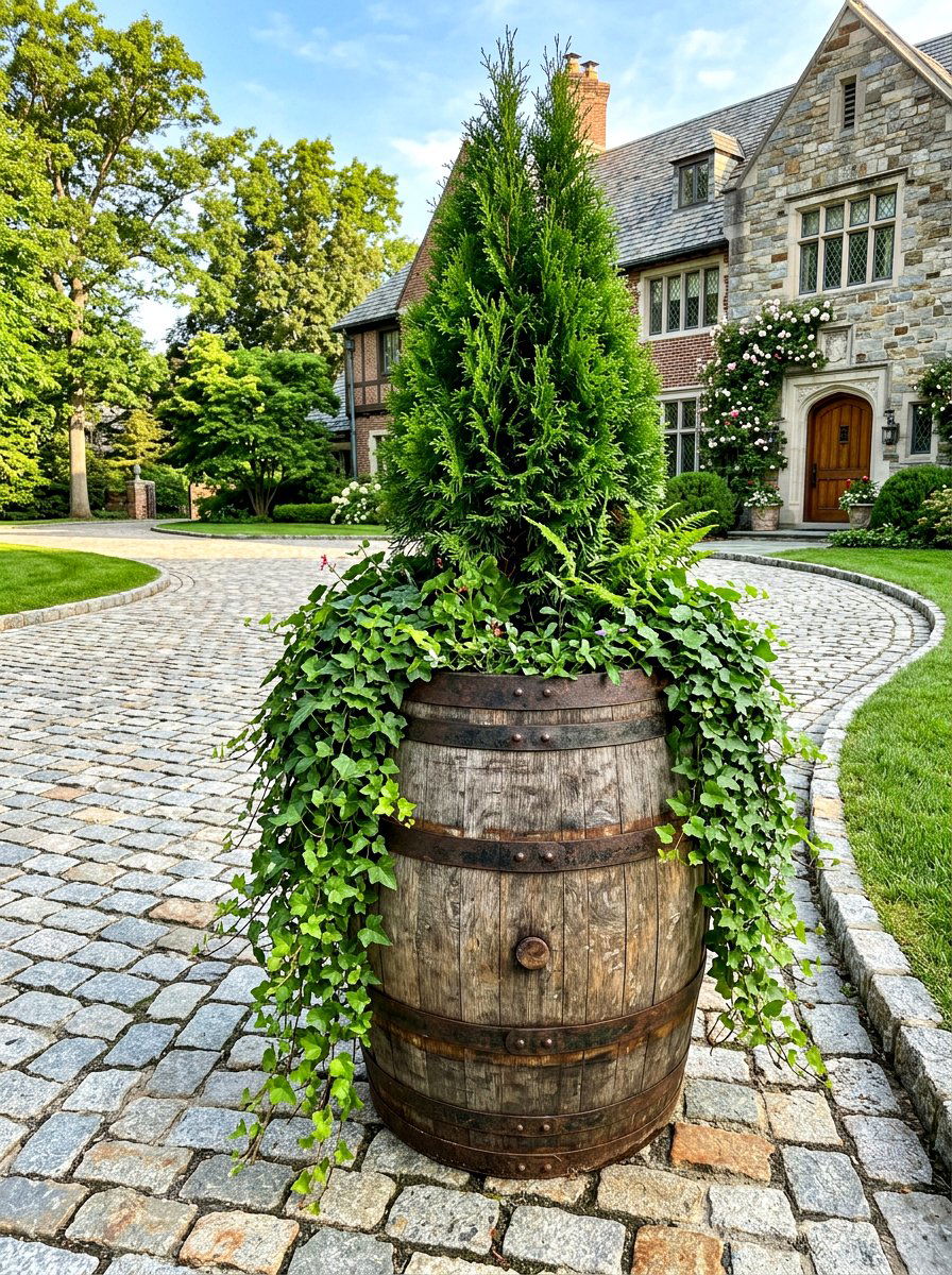 Large barrel planter - 30 garden planter ideas