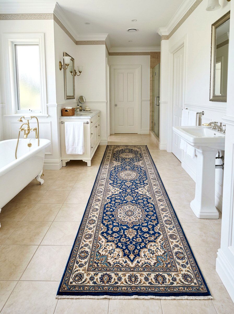 Large bathroom rug runner - 30 renter friendly bathroom decor ideas