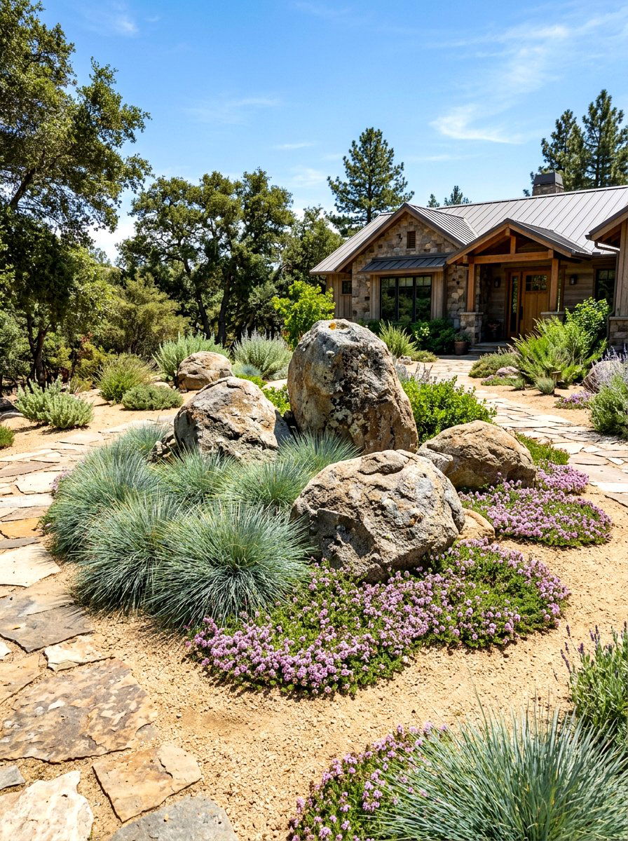 Large boulder accents - 30 decomposed granite front yard ideas