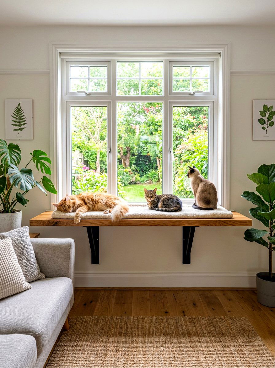 Large cat window platform - 30 cat window perch ideas