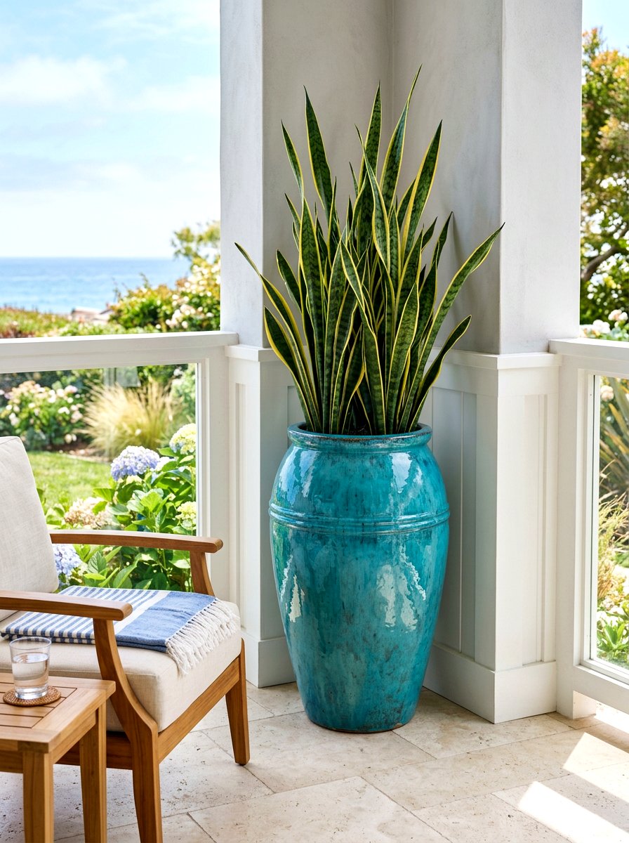 Large ceramic planter - 30 porch corner decor ideas