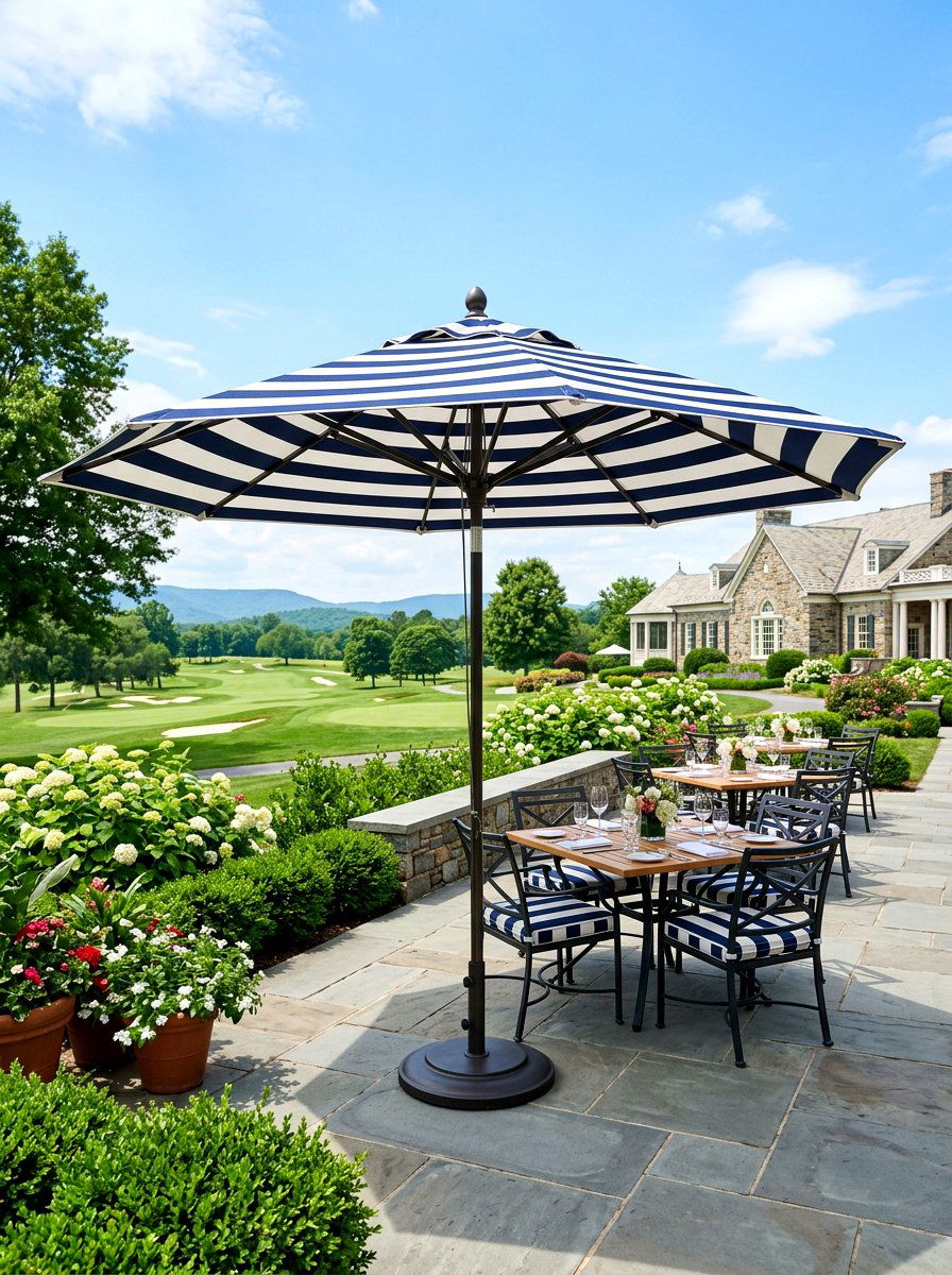 Large commercial striped umbrella - 30 striped patio umbrella ideas