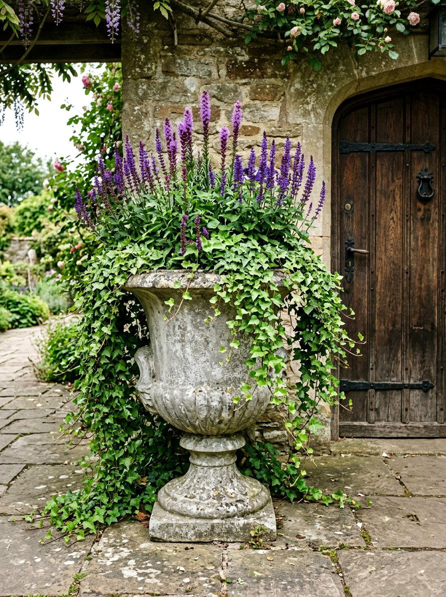 Large concrete garden urn - 30 porch urn planter ideas