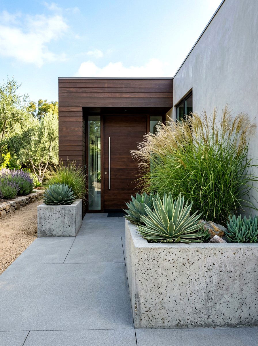 Large concrete planters - 30 front yard planter ideas