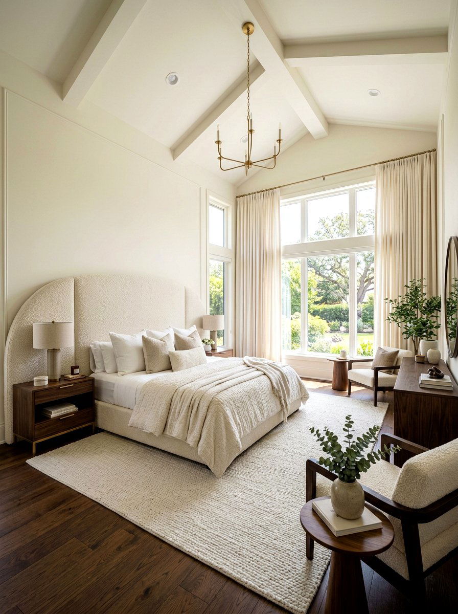 Large cream boucle headboard - 30 boucle headboard ideas