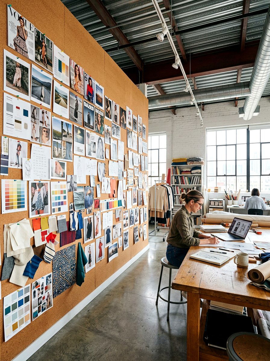 Large editorial mood board wall - 30 editorial office ideas