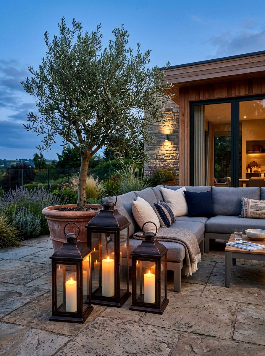 Large floor lanterns - 30 lantern patio cluster ideas