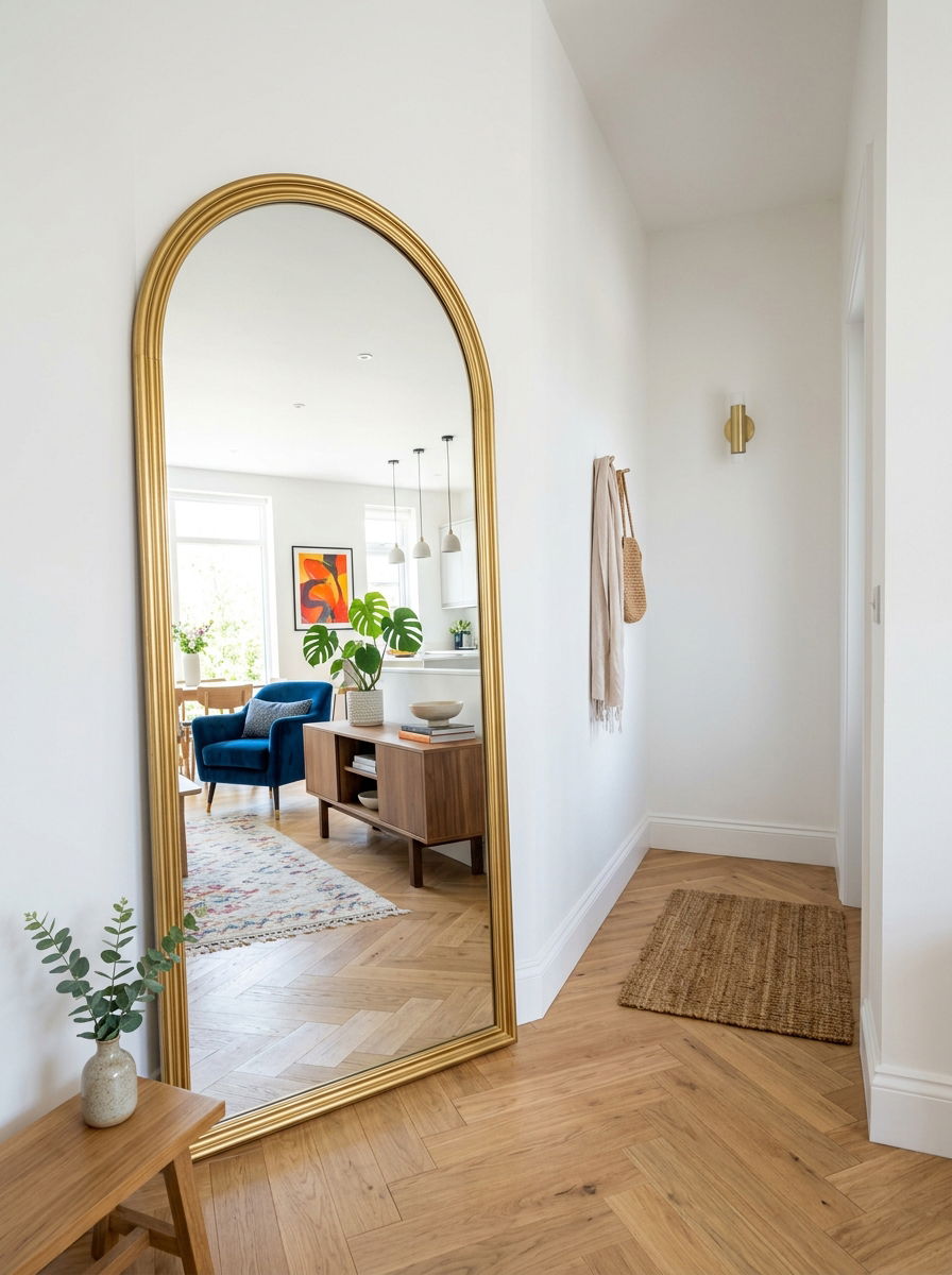 Large floor mirror - 30 small entryway ideas